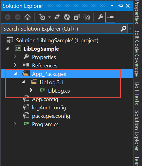 LibLog VS2013 solution structure